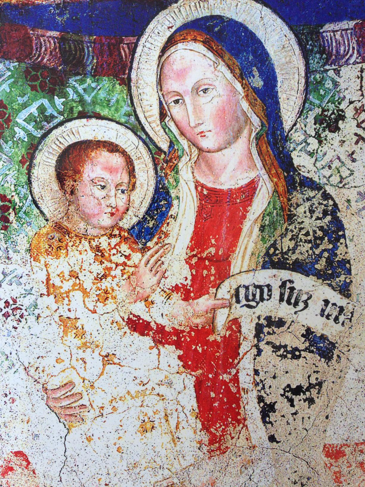 Stille im schönen Kreuzgang von San Giacomo Madonna mit Kind. Bild: Postkarte Covento S. Giacomo, Foto e Composizione Fr. Nicola